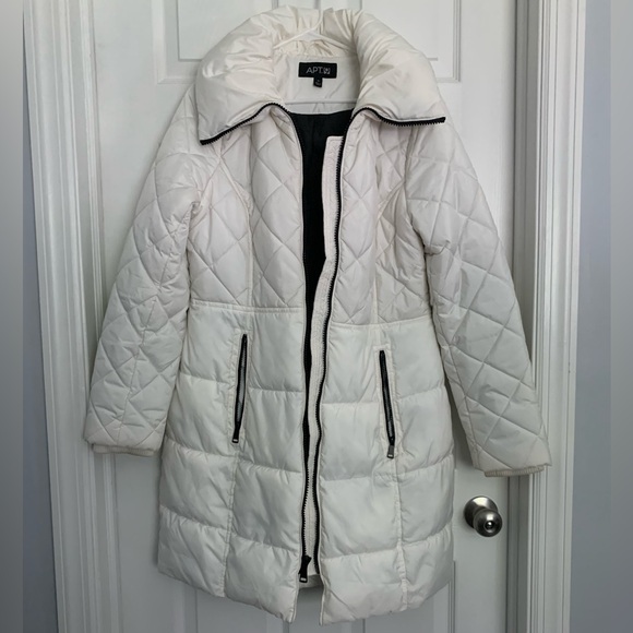 đź–¤BUNDLE&SAVEđź–¤ Apt 9 Womens M long white winter puffer coat - Picture 1 of 10
